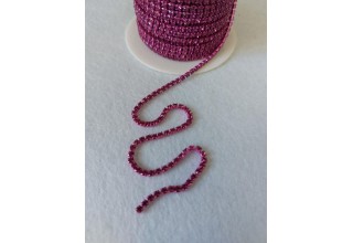 Нить стразовая стекло 2 мм SS6 фуксия, цена за 50 см